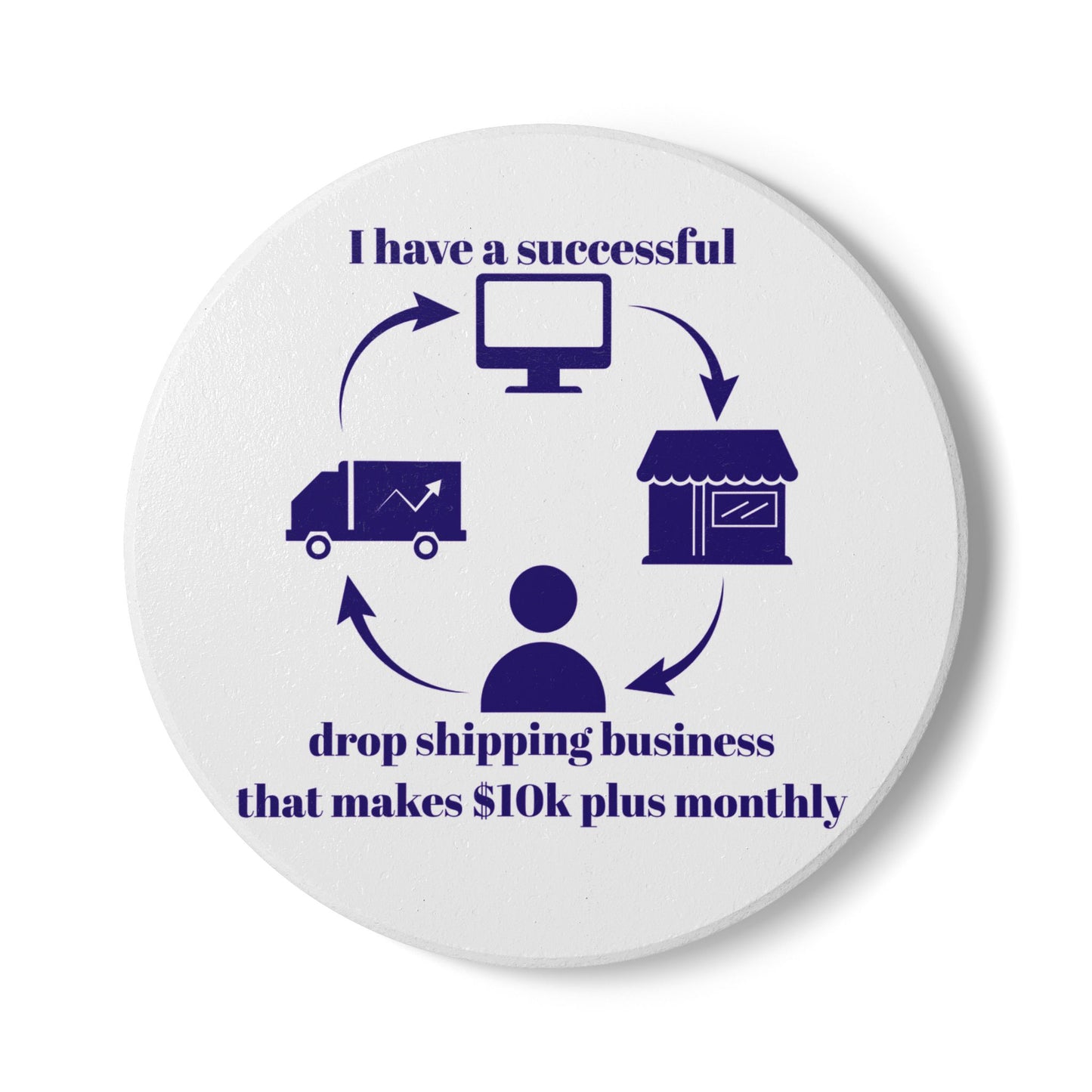"I Have 10k Drop Shipping Biz" (Indigo/White) - Ceramic Coaster