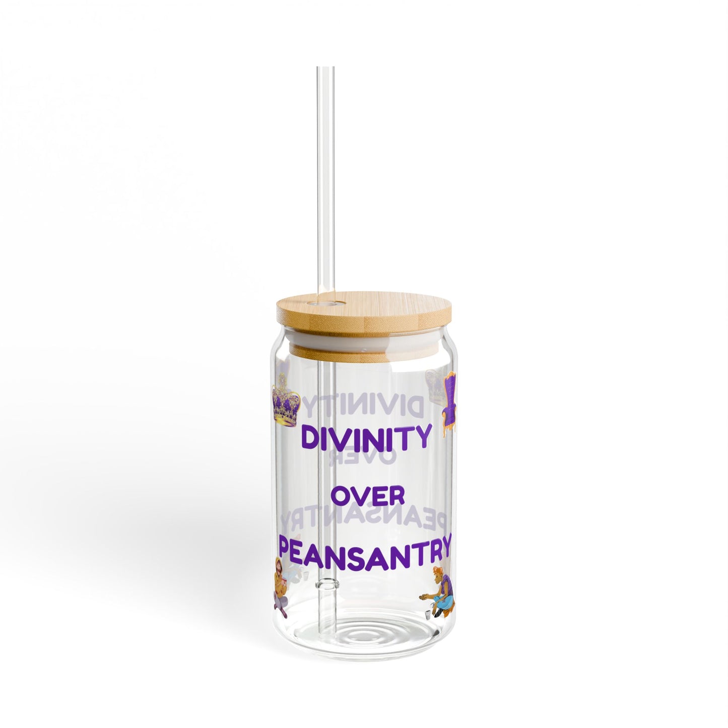 "Divinity over Peasantry" 16oz Glass with Straw - 'Divinity Over Peasantry' Design - Perfect for Gifts, Home Decor, Party Use, and Holidays