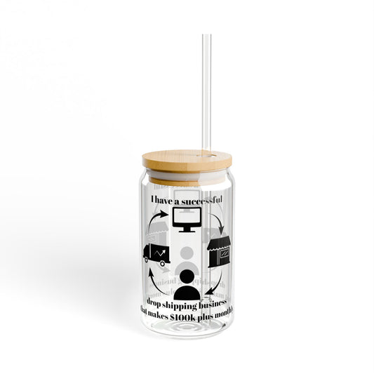 "I Have a 100k Drop Shipping Biz" (Black) 16oz for Entrepreneurs, Unique Gift, Home Office, Business Accessory, Reusable Cup