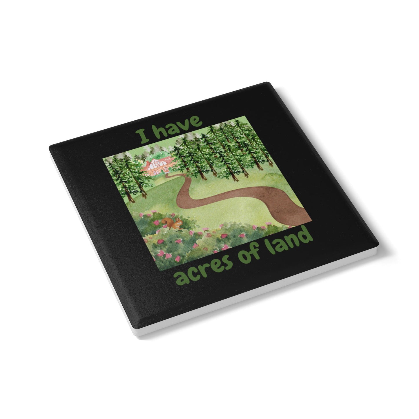 "I Have Acres of Land #2 (Black) -  Ceramic Coaster
