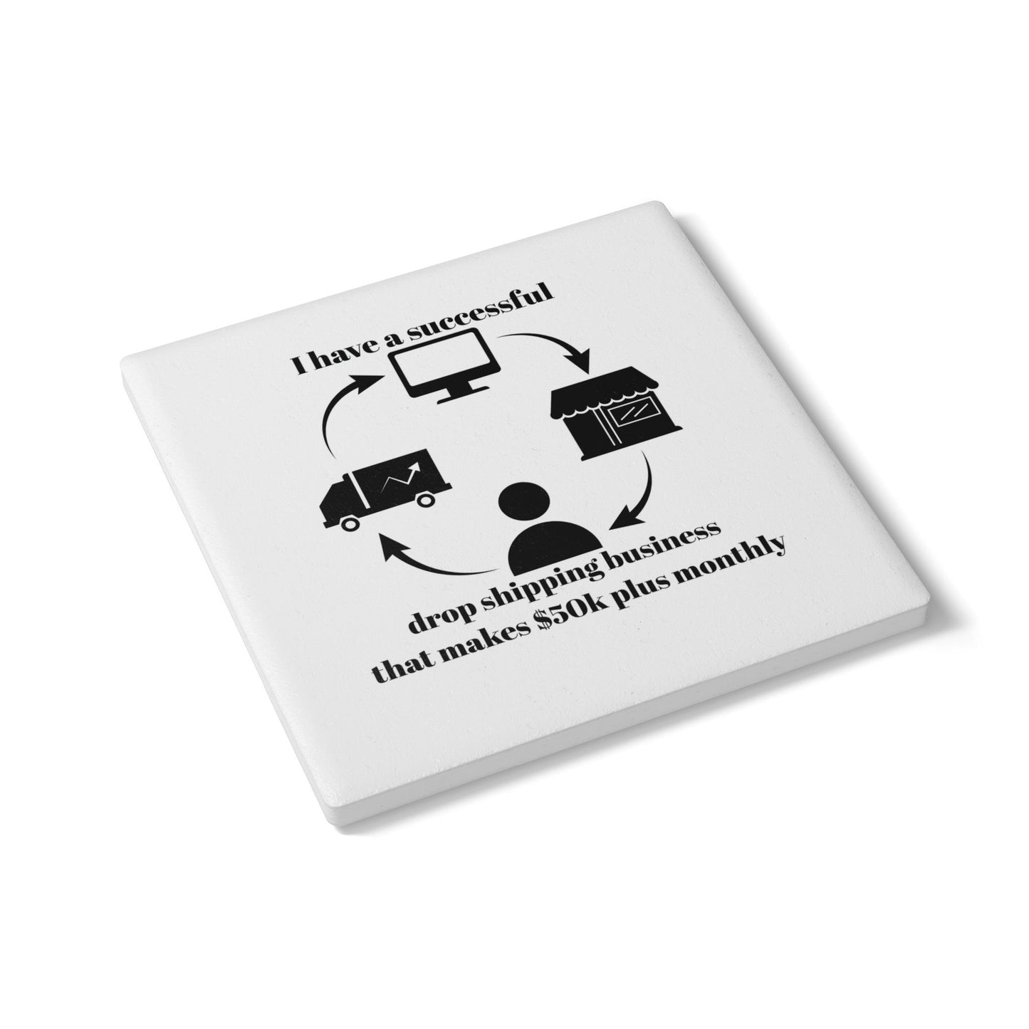 "I Have 50k Drop Shipping Biz" (White) - Ceramic Coaster