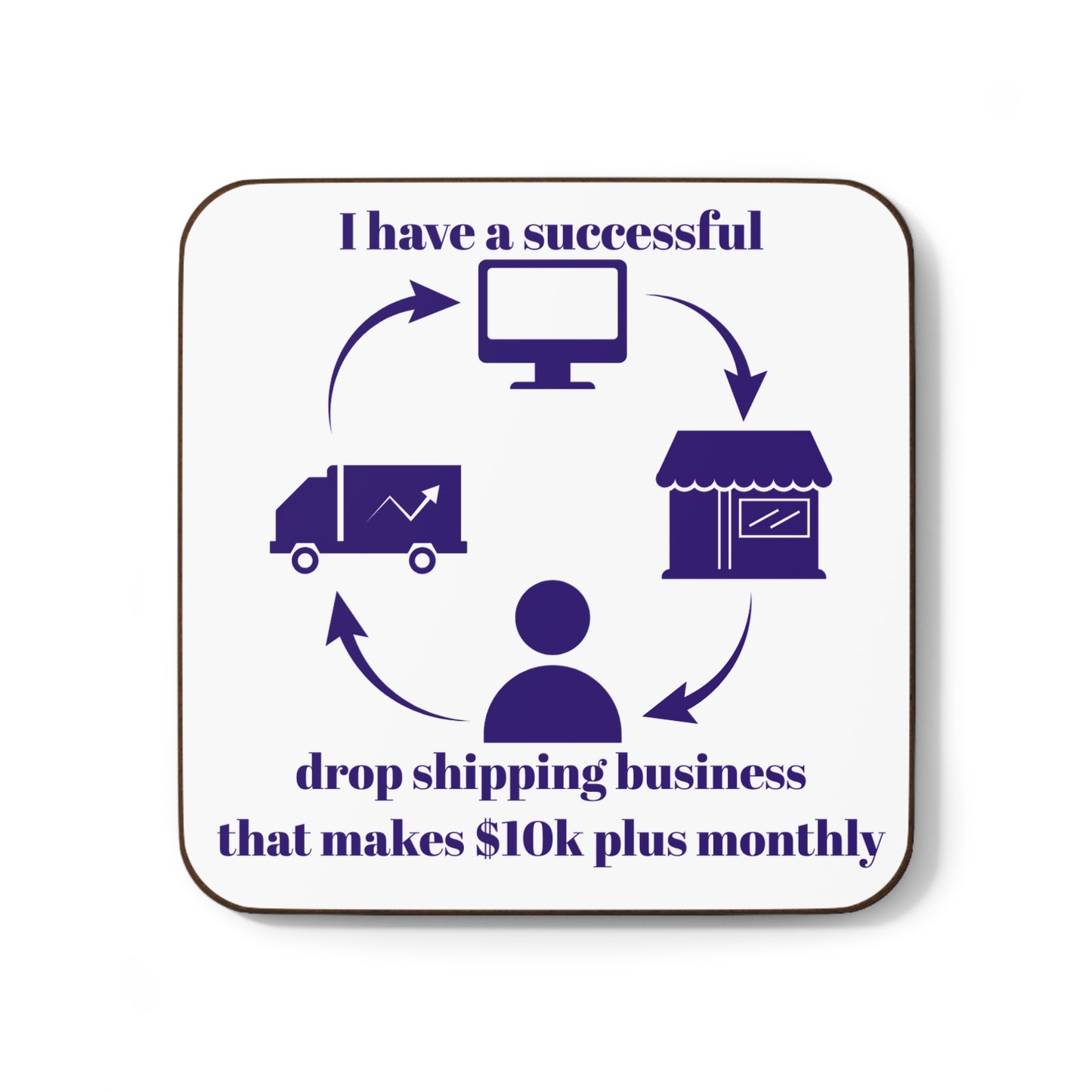 "I Have a Drop Shipping $10k Monthly" (Indigo) - Hardboard Back Coaster