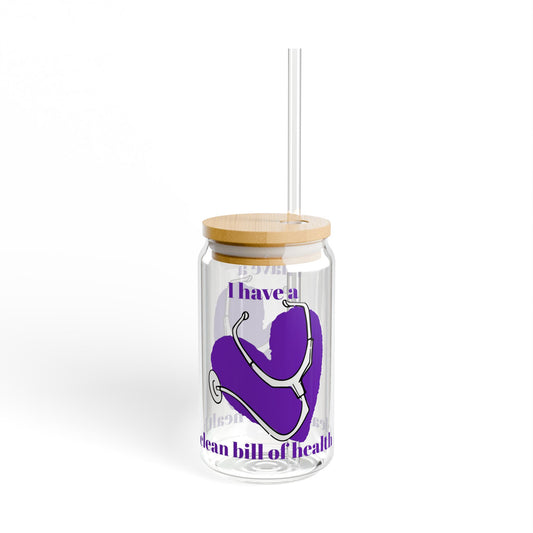 Clean Bill of Health (Purple) 16 oz  Drinking Jar, Perfect Gift for Nurses, Doctors, Medical Students, Healthcare [...]