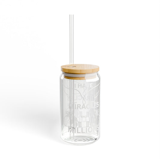"I Have Miracles & Millions" (White) Glass - 16oz with Bamboo Lid & Straw