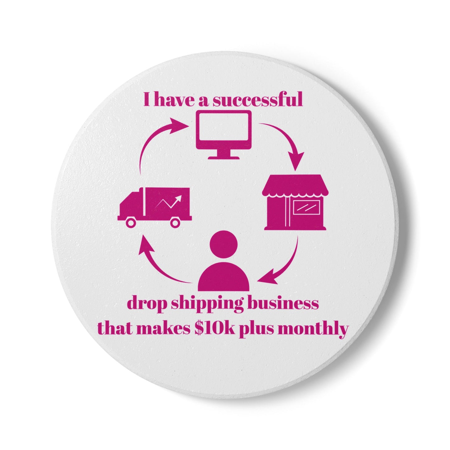 " I Have 10k Drop Shipping Biz" (White) - Ceramic Coaster
