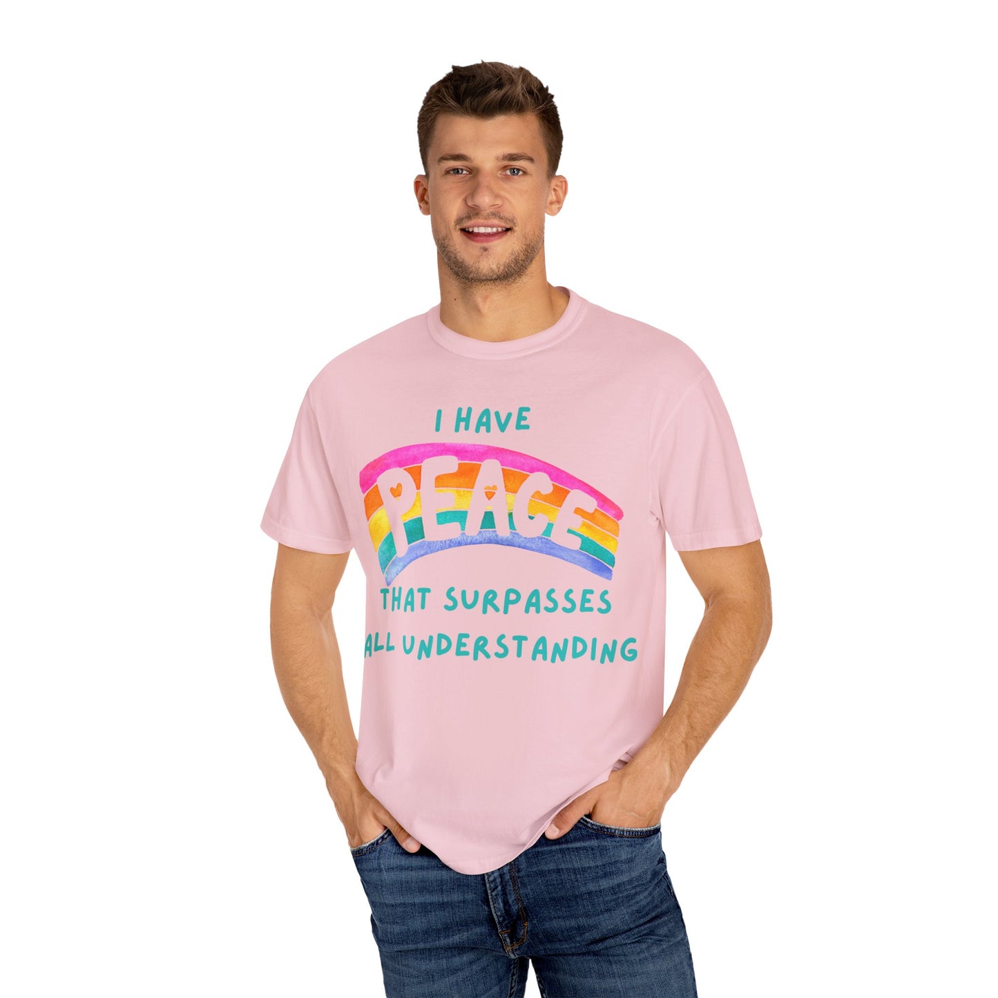 "I Have Peace that Surpasses", Inspirational T-shirt, Relaxed Fit Garment-Dyed Top, Mindfulness Apparel, Spiritual Gift, Everyday Wear