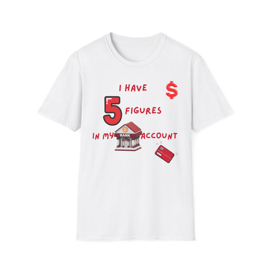 "I Have 5 Figures In My Bank Account", Manifesting Money Tee, Graphic Tee, Gift for Finance Lovers, Casual Wear, Birthday Gift, Everyday Tee