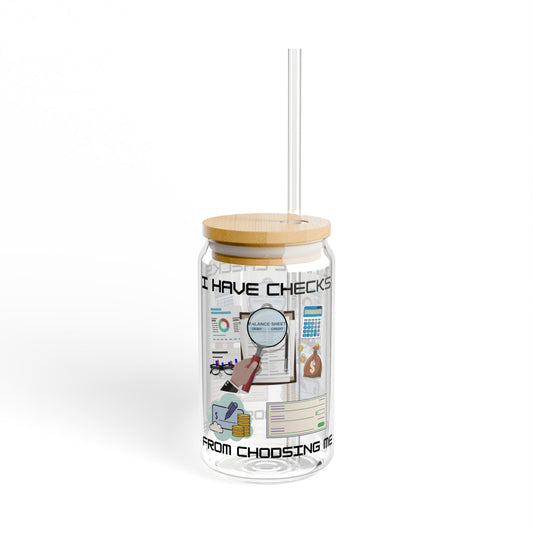 "I Have Checks from Choosing Me" 16oz Sipper Glass with Bamboo Lid for Daily Hydration, Unique Gift, Personalized Drinkware, Eco-Friendly Water Bottle, Ideal for [...]