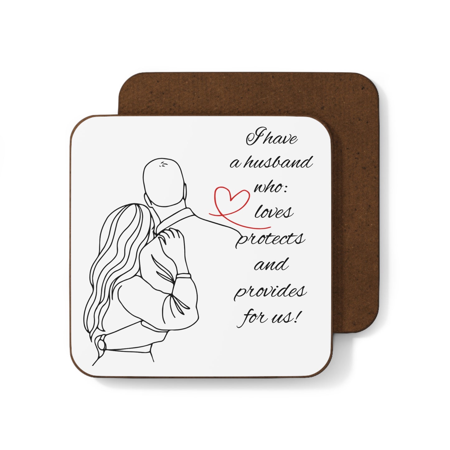 "I Have a Husband" (White) - Hardboard Back Coaster