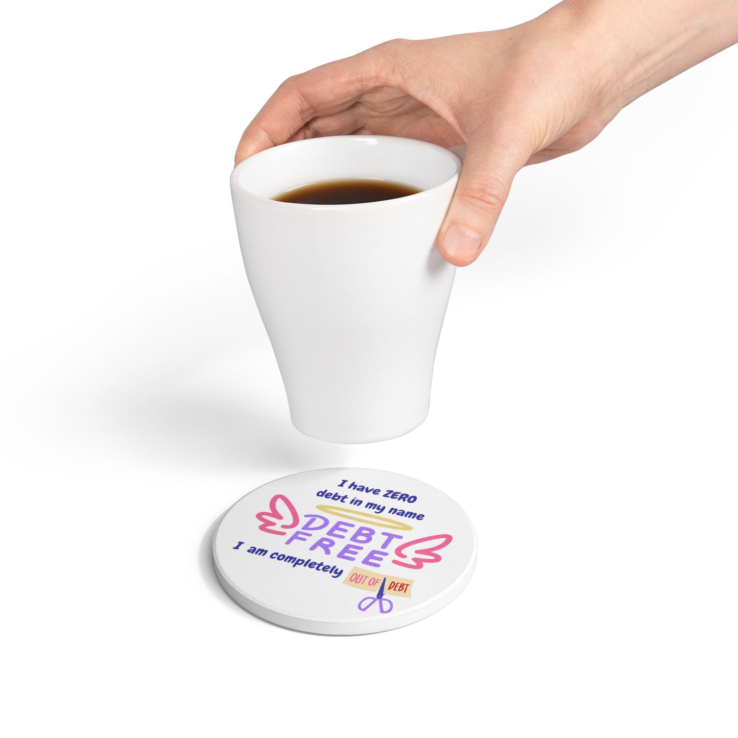 "I Have Zero Debt" (White) - Ceramic Coaster