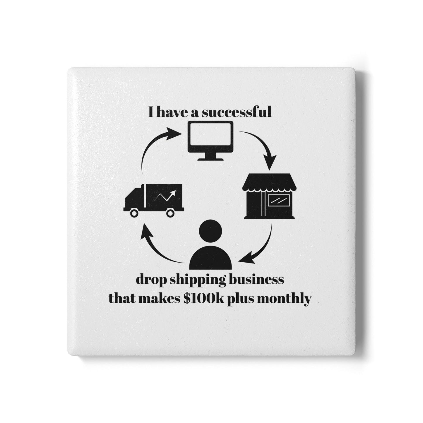 "I Have a 100k Drop Shipping Biz" (White) - Ceramic Coaster