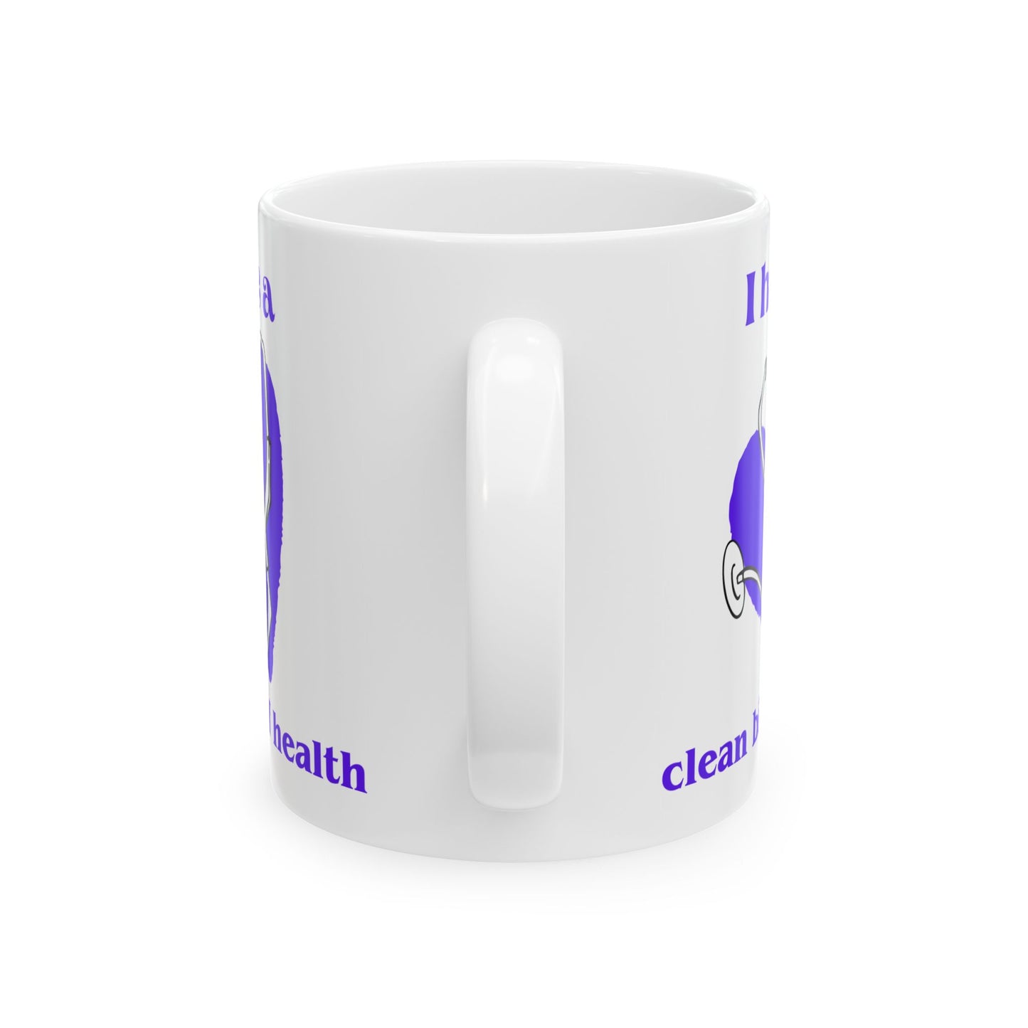 "I Have a Clean Bill of Health (Purple) | Health-Themed Ceramic Mug for Wellness Enthusiasts, Self-Care Gift.