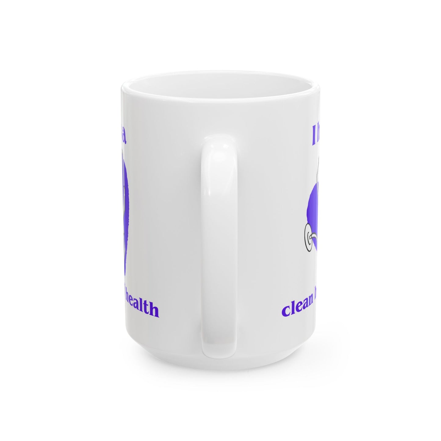 "I Have a Clean Bill of Health (Purple) | Health-Themed Ceramic Mug for Wellness Enthusiasts, Self-Care Gift.