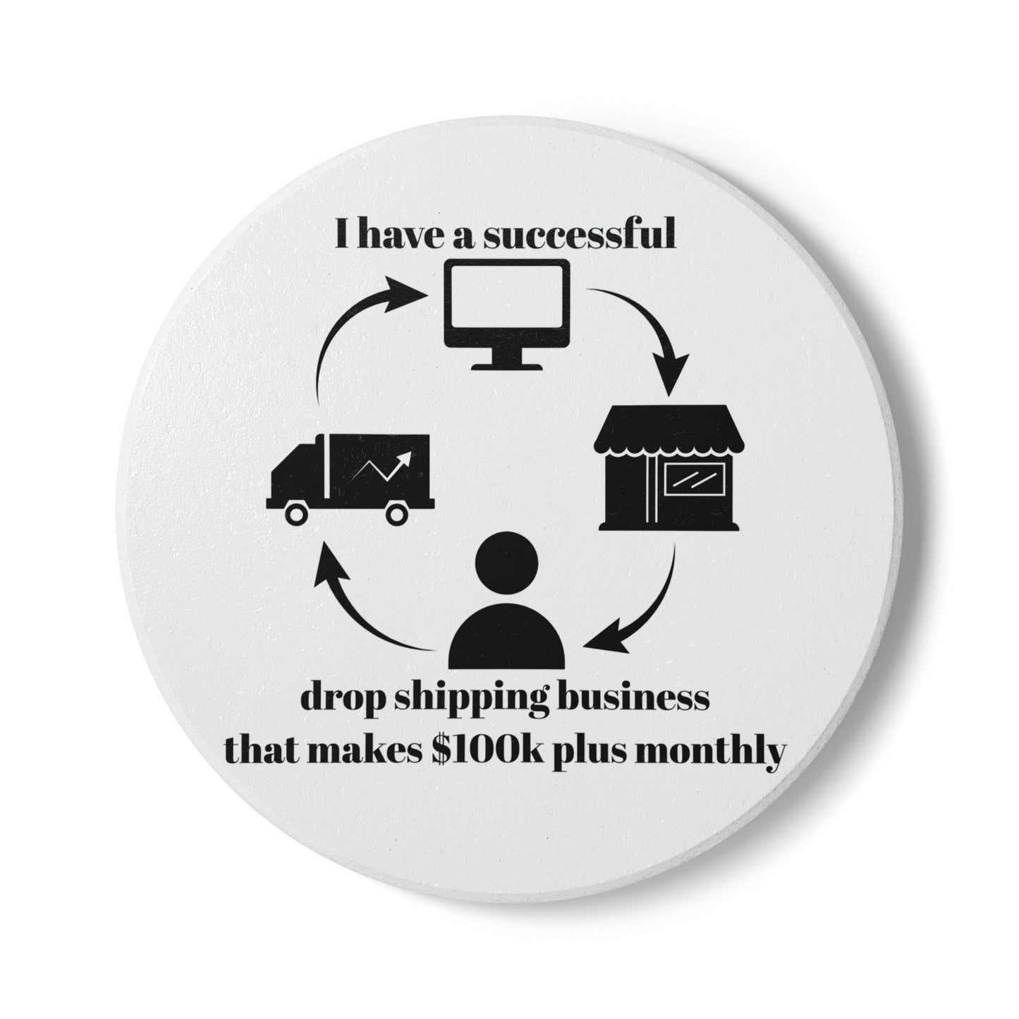 "I Have a 100k Drop Shipping Biz" (White) - Ceramic Coaster