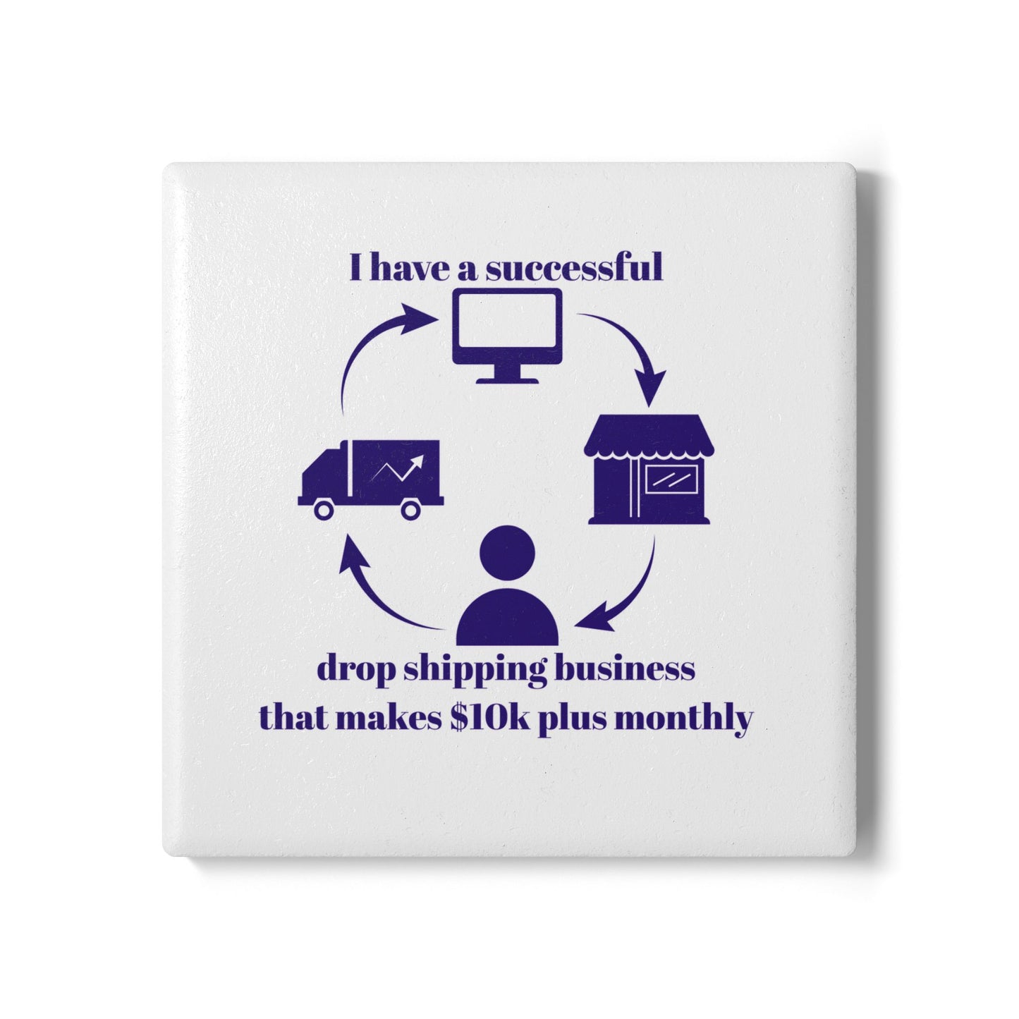"I Have 10k Drop Shipping Biz" (Indigo/White) - Ceramic Coaster