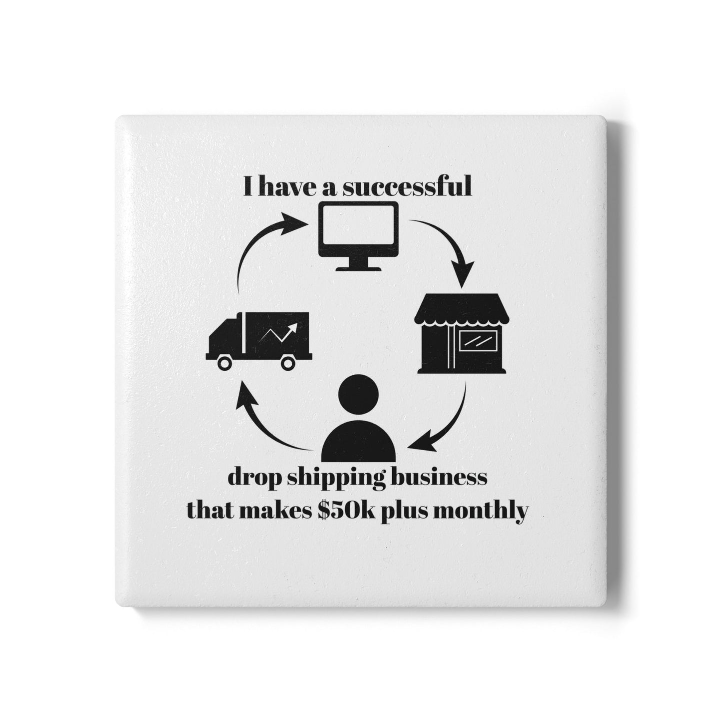 "I Have 50k Drop Shipping Biz" (White) - Ceramic Coaster