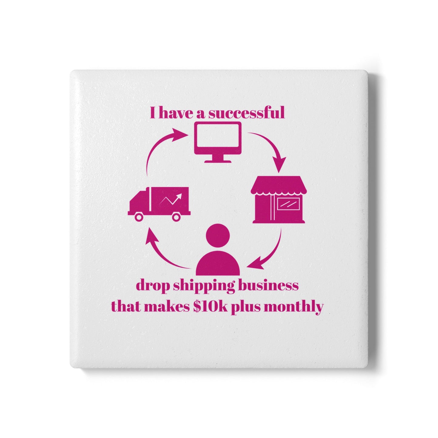 " I Have 10k Drop Shipping Biz" (White) - Ceramic Coaster