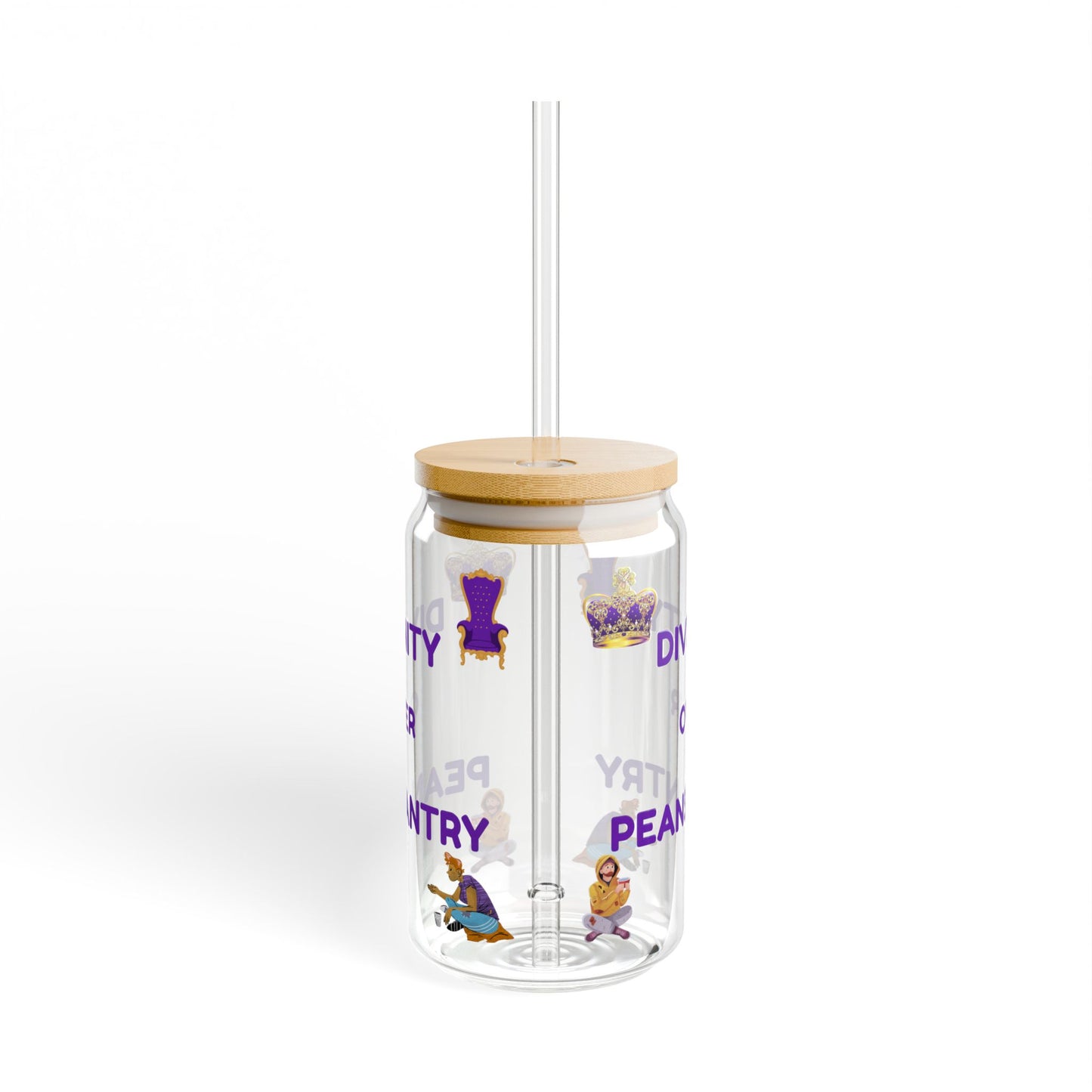 "Divinity over Peasantry" 16oz Glass with Straw - 'Divinity Over Peasantry' Design - Perfect for Gifts, Home Decor, Party Use, and Holidays