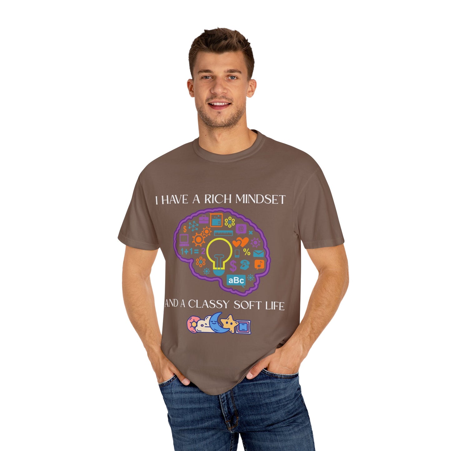 "I Have Rich Mindset" T-Shirt: Empowering Unisex Garment-Dyed Wear for Confidence and Style, Positive Vibes, Gift for Graduations, Motivational Apparel