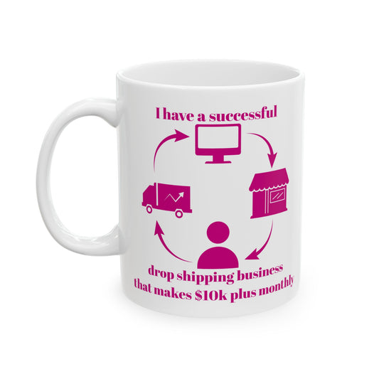 "I Have a DS Biz that makes $10k monthly" Pink Ceramic Mug, Inspirational Quote Mug, Gift for Entrepreneurs, Office Decor, Funny Coffee Cup