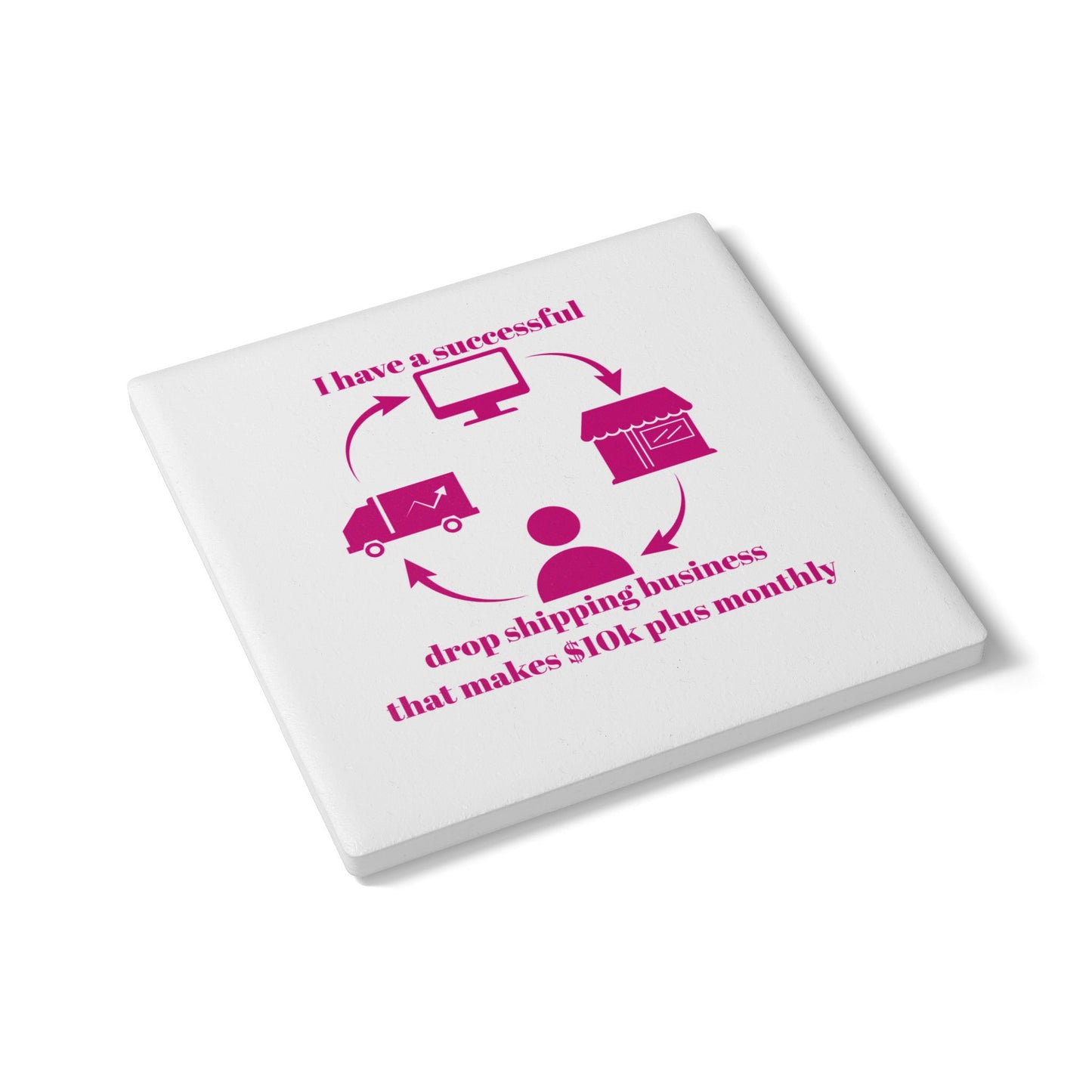 " I Have 10k Drop Shipping Biz" (White) - Ceramic Coaster