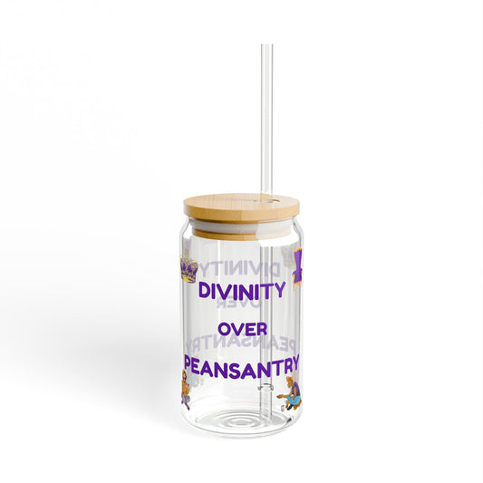 "Divinity over Peasantry" 16oz Glass with Straw - 'Divinity Over Peasantry' Design - Perfect for Gifts, Home Decor, Party Use, and Holidays