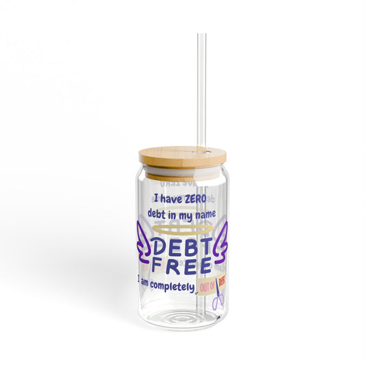 "I Have Zero Debt Free" (Blue) Sipper Glass, 16oz - Motivational Water Bottle for Financial Freedom, Cute Gift for Graduation, Budgeting Enthusiasts, [...]