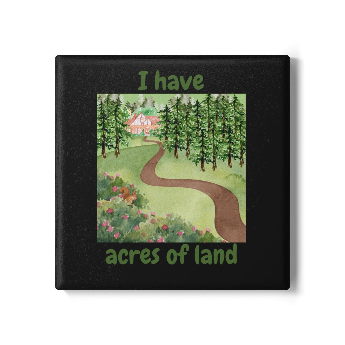 "I Have Acres of Land #2 (Black) -  Ceramic Coaster