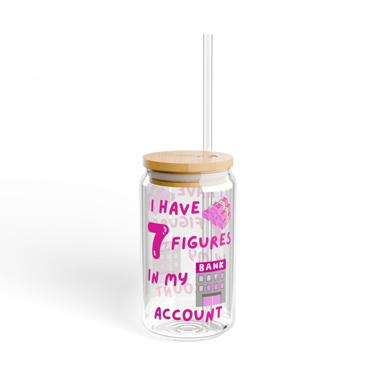 "I Have 7 Figures in My Account" Pink, 16oz with Design, Humorous Drinkware Gift, Motivational Glass, Trendy Tumbler, Unique [...]
