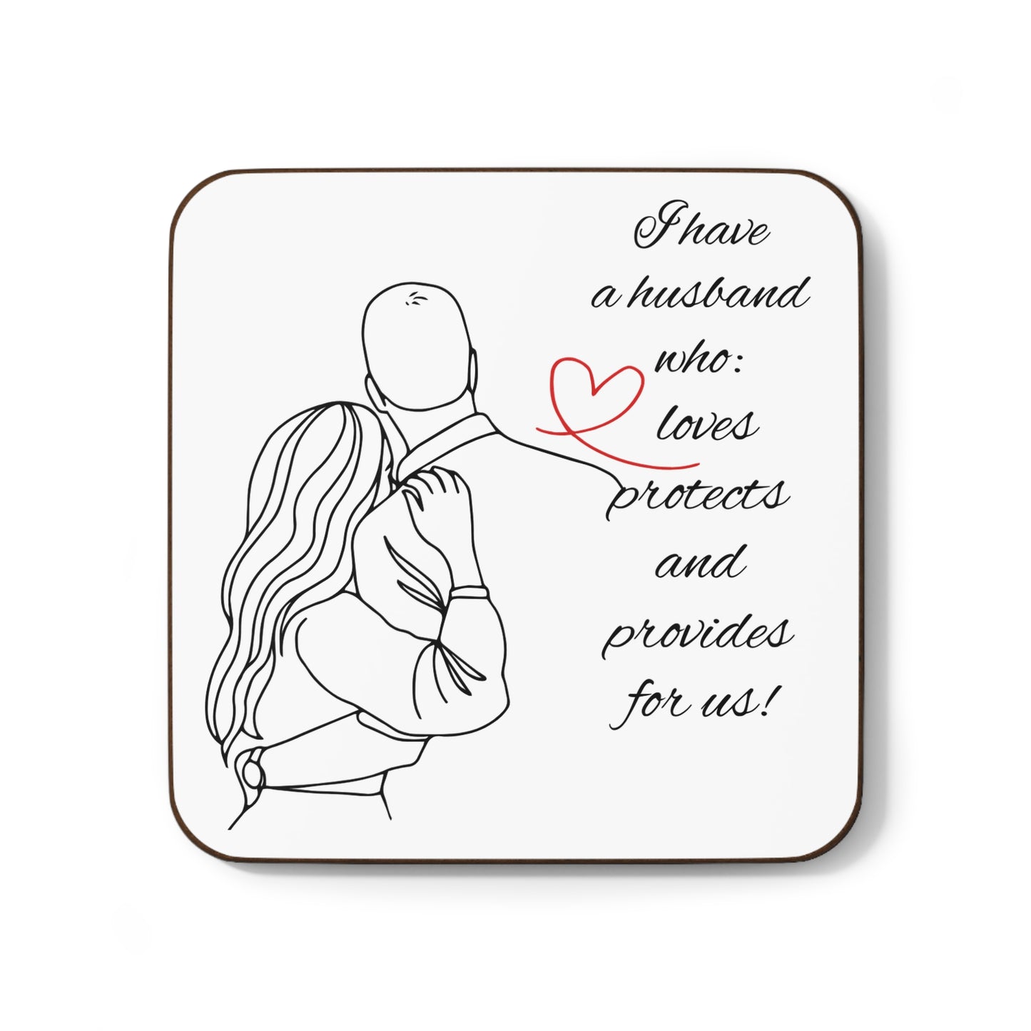 "I Have a Husband" (White) - Hardboard Back Coaster